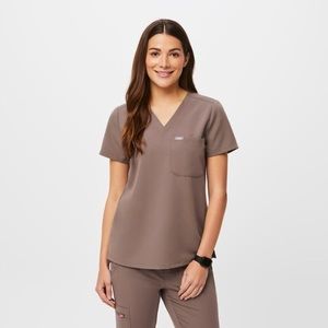 Figs Scrubs Smokey Taupe Caterina One Pocket Top